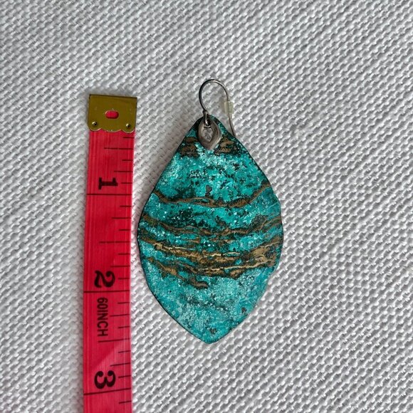 Silpada Emerald Pools Turquoise Drop Patina Brass Earrings Sterling Silver Boho - Picture 3 of 4